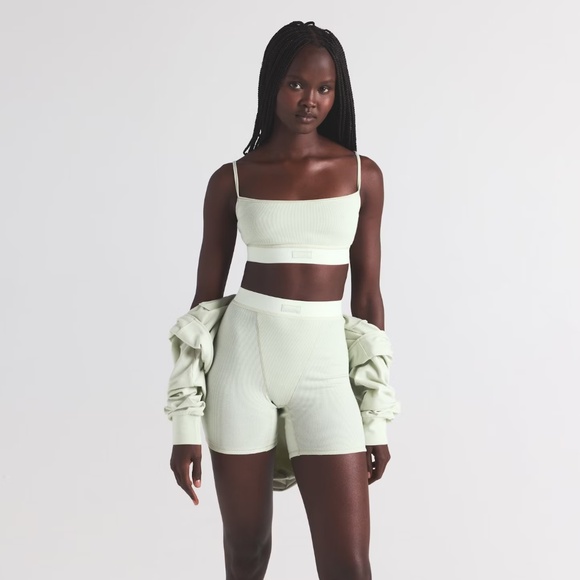 Skims Cotton Rib SCOOP BRALETTE spearmint Size medium - Picture 2 of 2